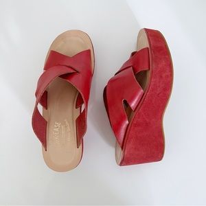 Kork-Ease Red Leather Criss-Cross Sandal Sz. 7